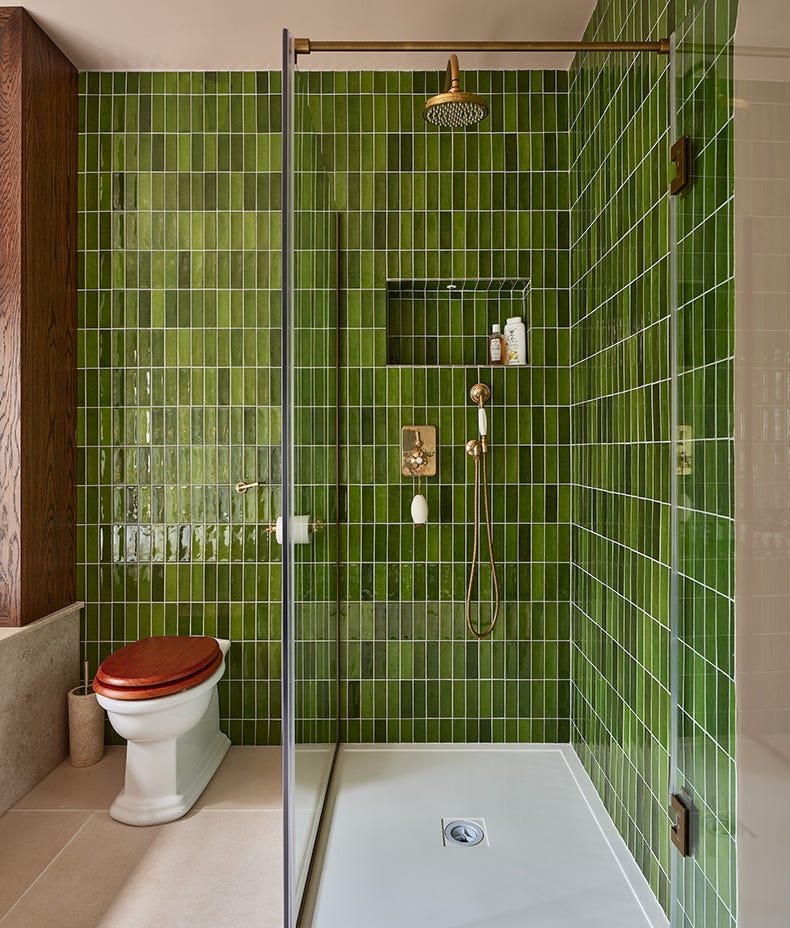 olive glass shower