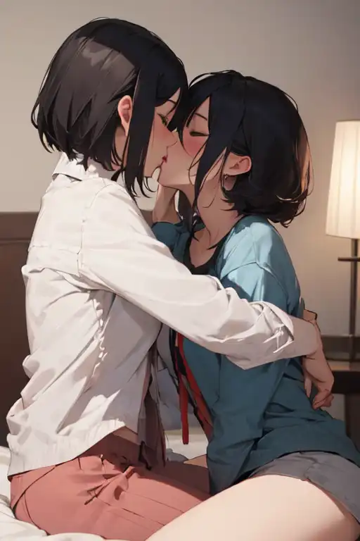 anime lesbians making out